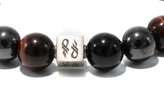 Hematite, Red Tigers Eye & Blue Tigers Eye Natural Gemstone Centerpiece Bracelet