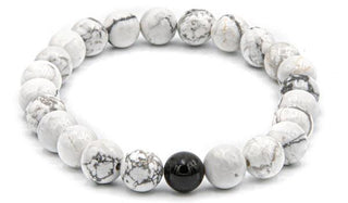 Howlite & Black tourmaline natural stone bracelet