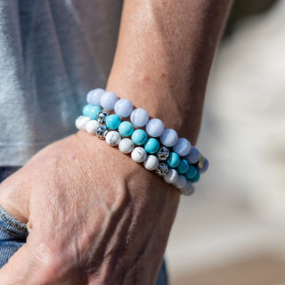 Sterling Silver Turquoise Howlite Balinese Natural Gemstone Bracelet