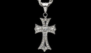 Silver Studded Cross Necklace