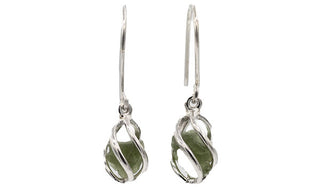 Sterling Silver Moldavite Cage Earrings