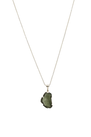 Sterling Silver Raw Spiritual Moldavite Gemstone Necklace