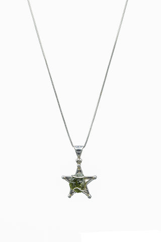 Sterling Silver Star-Shaped Spiritual Moldavite Necklace