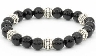 Onyx Gloss Sterling Silver Balinese Gemstone Bracelet.