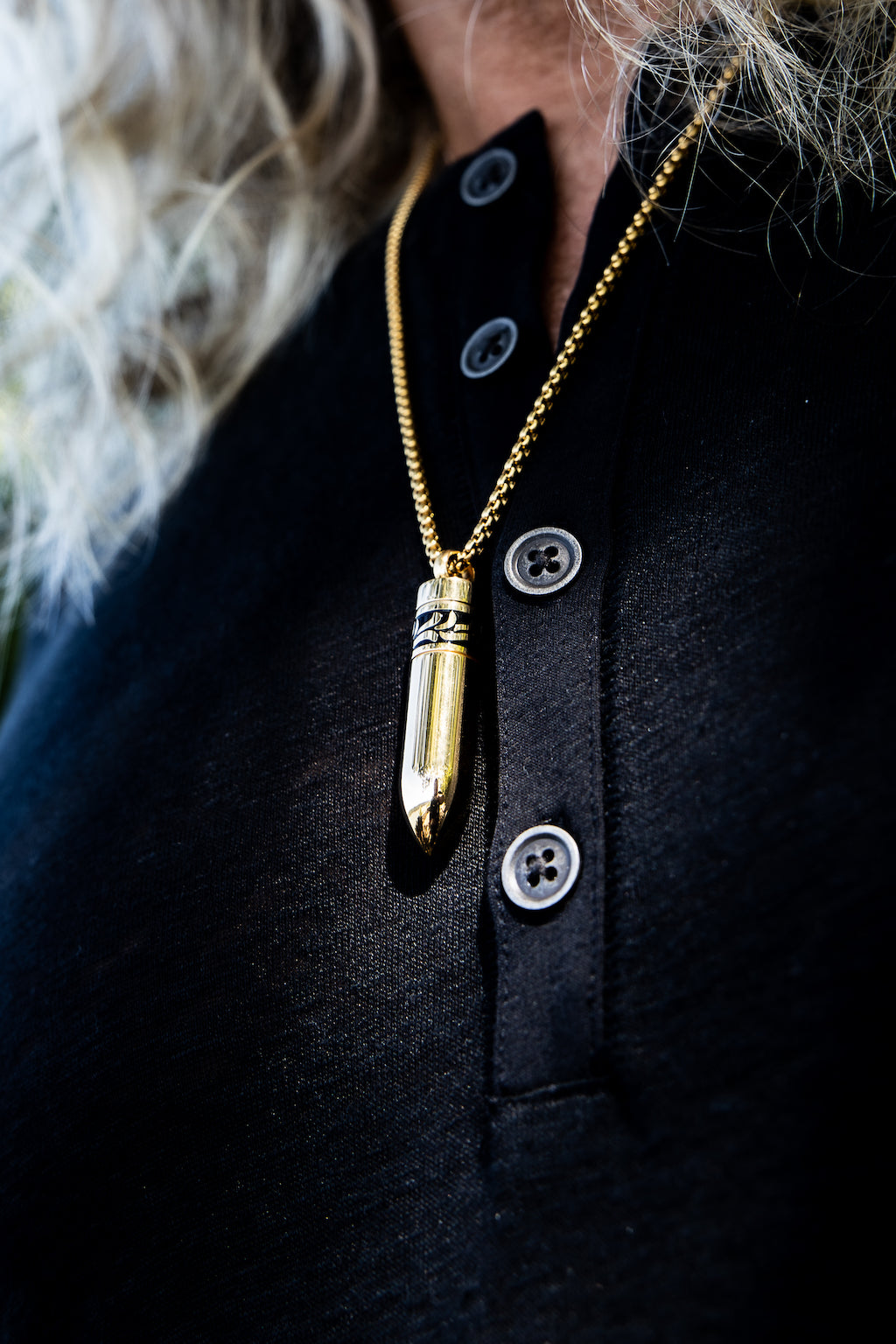 Rn Gold Plated Superb Finish Bullet Design Pendant Locket Necklace For Men Gold-plated Alloy Pendant