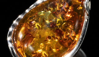 Luxury Sterling Silver Tear Drop Baltic Amber Adjustable Ring