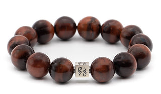 Alt= Red tigers eye sterling silver cub bracelet