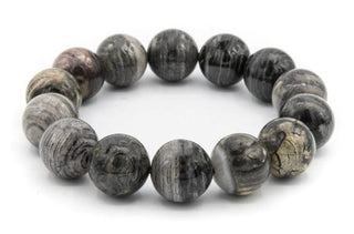 16mm Silver Leaf Jasper Natural Stone Bracelet