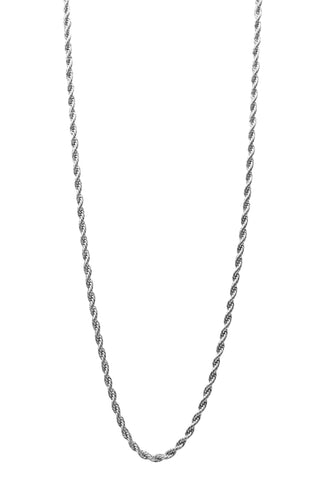 Silver stainless steel rope design necklace 24 inch with a lobster claw clasp thin rope design throughout handcrafted by playhardlookdoope 316L High- Grade Stainless steel