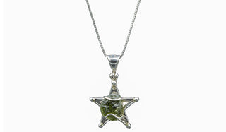 Sterling Silver Star-Shaped Spiritual Moldavite Necklace