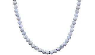 Sterling Silver Blue Lace Agate Natural Gemstone Necklace