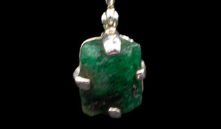 Sterling Silver Raw Emerald Necklace