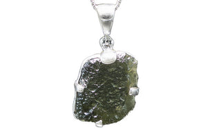Sterling Silver Adjustable Square Moldavite Necklace close up