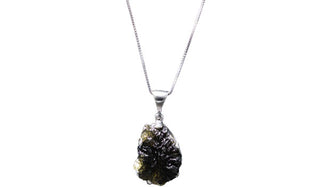 Sterling Silver Adjustable Ellipsoid-Shaped Moldavite Necklace