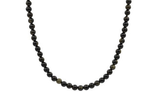 Sterling Silver Mini Golden Sheen Obsidian Natural Gemstone Necklace