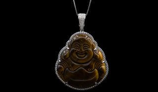 Sterling Silver Tigers Eye Sitting Buddha Necklace