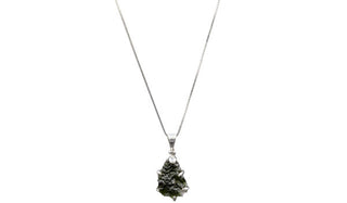 Sterling Silver Pear-Shaped Moldavite Necklace