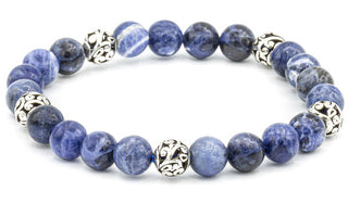 Sterling Silver Sodalite Gloss Bali Natural Gemstone Bracelet