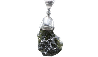 Sterling Silver Adjustable Large Bell-Shaped Moldavite Necklace