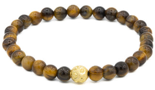 Sterling Silver Gold Gloss Tigers Eye Balinese Natural Gemstone Bracelet