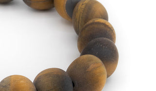 Matte Tigers Eye Gemstone Beads Close up.