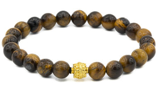 Sterling Silver Gold Gloss Tigers Eye Bali Natural Gemstone Bracelet