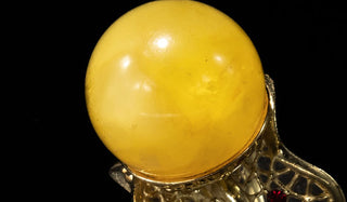 Luxury Sterling Silver Gold Butterscotch Amber & Ruby Gemstone Ball Ring