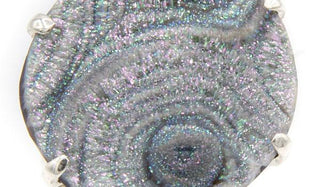 925 Blue Chalcedony Drusy Stone Adjustable Ring close up img