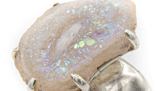 Sterling Silver Blue Chalcedony Adjustable Ring close up view