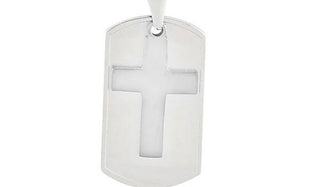 Silver Dog Tag and Cross Pendant Necklace feature img close up