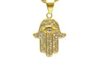 hand of fatima pendant necklace close up img