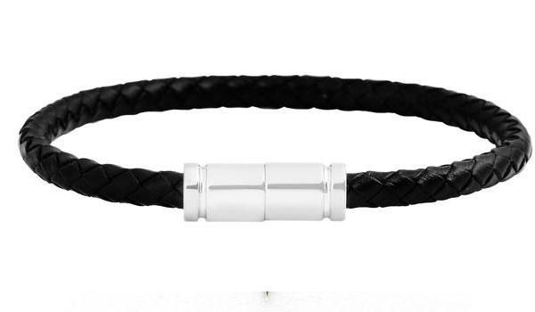 White & Silver Braided Leather Bracelet