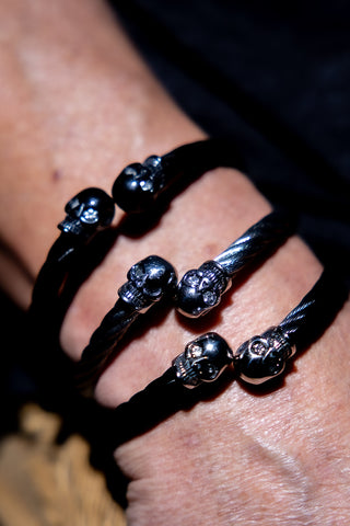 Man wearing Cable Wire Bracelets.