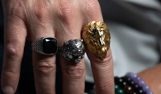 Gold Lion Face ring.