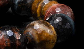 Luxury Faceted Multi Color Tigers Eye Natural Gemstone Bracelet