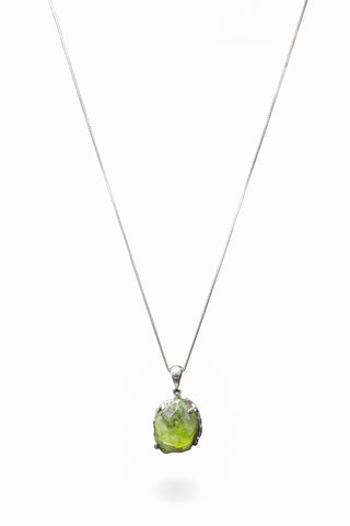 Sterling Silver Round Adjustable Peridot Necklace full length