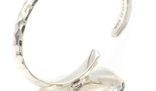 925 Blue Chalcedony Drusy Stone Adjustable Ring opening close up