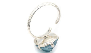 925 Blue Chalcedony Drusy Stone Adjustable Ring opening