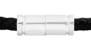 Silver Braided Leather Bracelet feature img close up