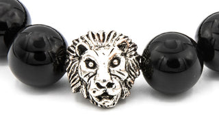Silver Lion head charm close up