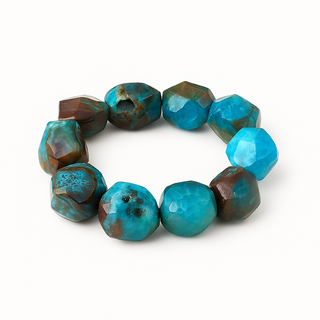 Luxury Faceted Blue Agate Quartz Natural Gemstone Bracelet white background
