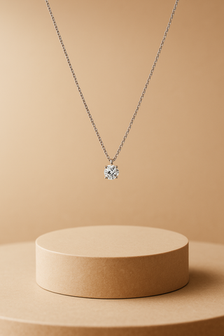 Sterling Silver Faceted White Quartz Pendant Necklace