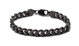 Large Black Stainless Steel Chain Link Bracelet