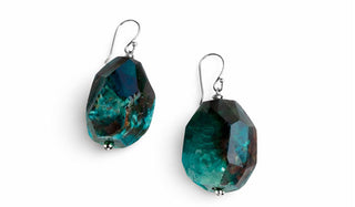 Sterling Silver Blue Agate Quartz Natural Gemstone Earrings