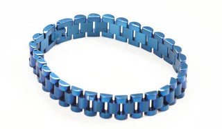 Blue Staineless Steel Bike Chain Bracelet