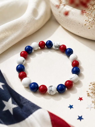 Fourth Of July Inspired Natural Gemstone Bracelet