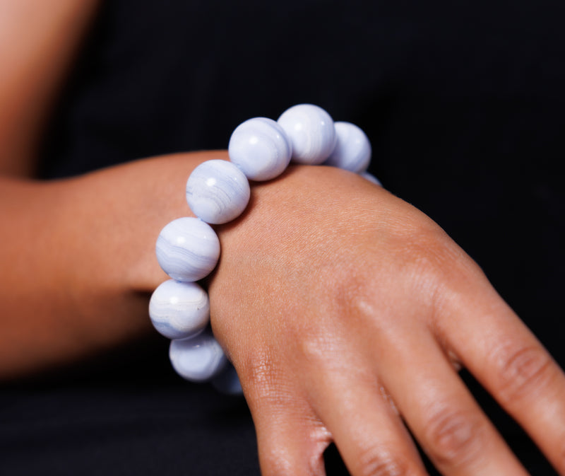 Luxury Blue Lace Agate Natural Gemstone Bracelet