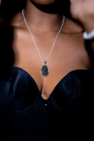 Sterling Silver Adjustable Dragon Moldavite Necklace