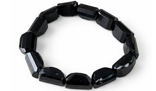 Faceted Black Tourmaline Natural Gemstone Bracelet