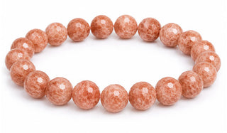 Faceted Peach Moonstone Natural Gemstone Bracelet
